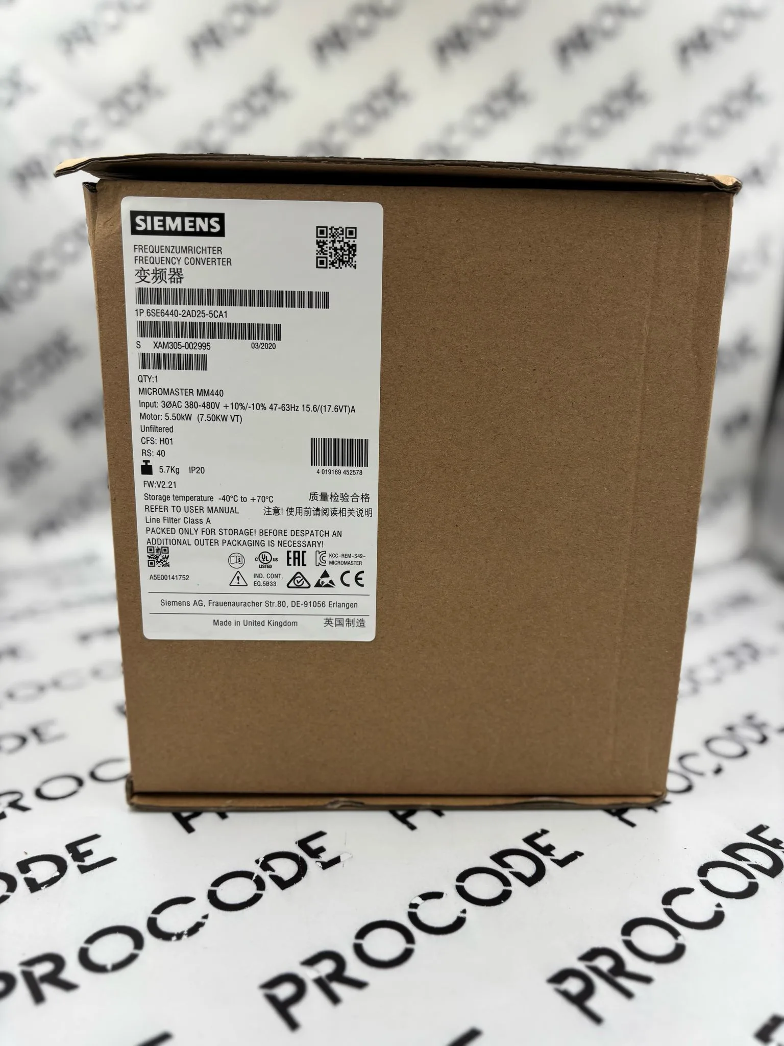 Siemens 6SE6440-2AD25-5CA1 Micromaster