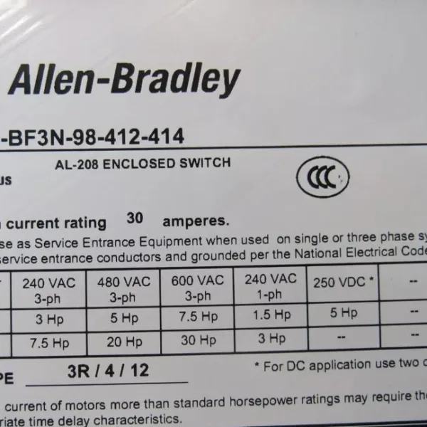 Allen Bradley 1494G-BF3N-98-412-414 30A